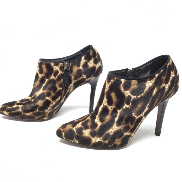 LANVIN Leopard Print Pony Hair Ankle Booties - Picture 13 of 15
